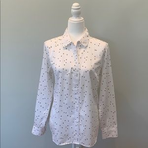 Talbots white collared top gold stars size Large